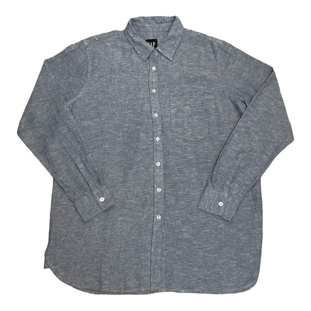 Gap Men's Linen Button Down in Blue Size Medium